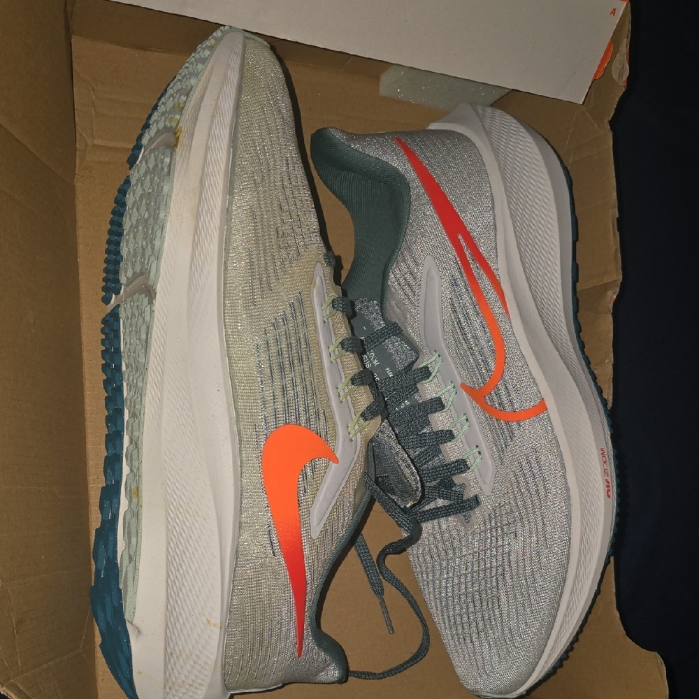 Nike Silver and Neon Orange Sneakers